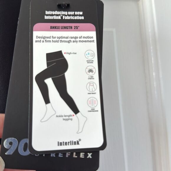 NWT 90 DEGREES BLACK LEGGINGS CROPPED SIZE LARGE PERFORMANCE WICKING HIGH WAIST - Picture 3 of 10